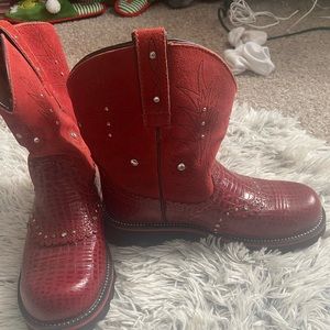 Red cowgirl steel toe boots